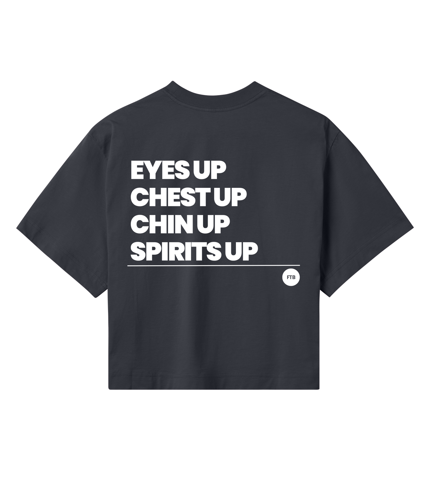 Eyes Up Crop Tee - Black (slogan white back side)