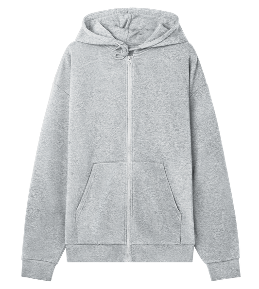 Barre Club - Oversized Unisex Zip Up GREY (black text)