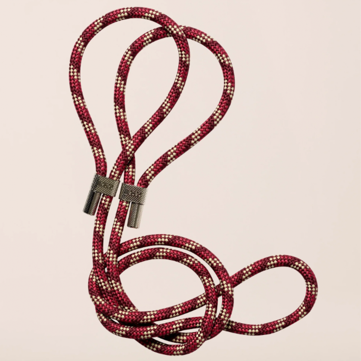 Braided Yoga Mat Carry Strap - Raspberry/Beige