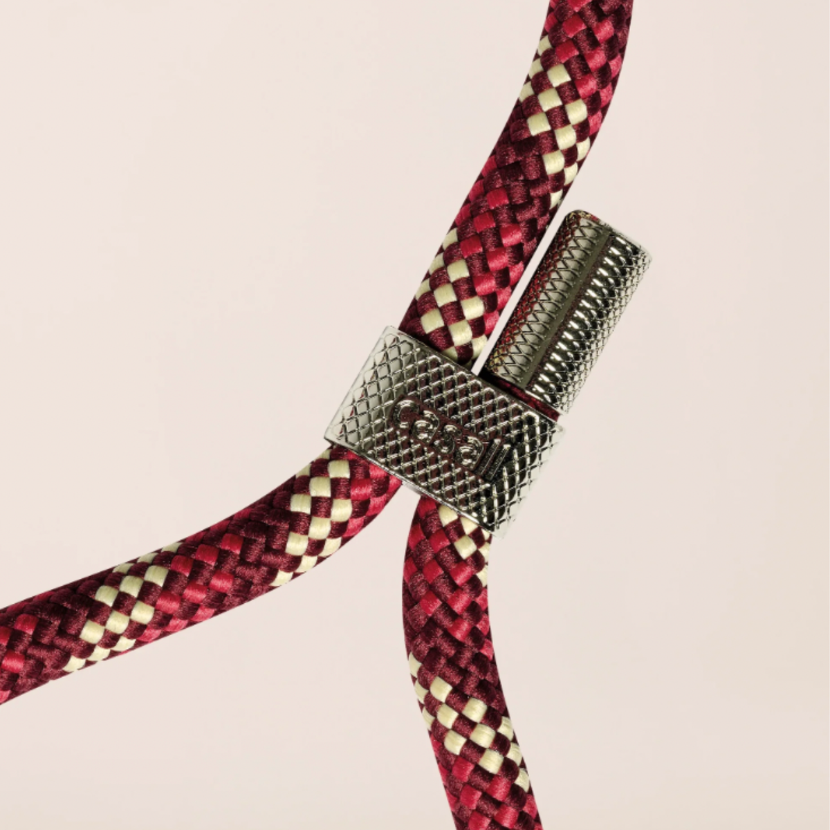Braided Yoga Mat Carry Strap - Raspberry/Beige