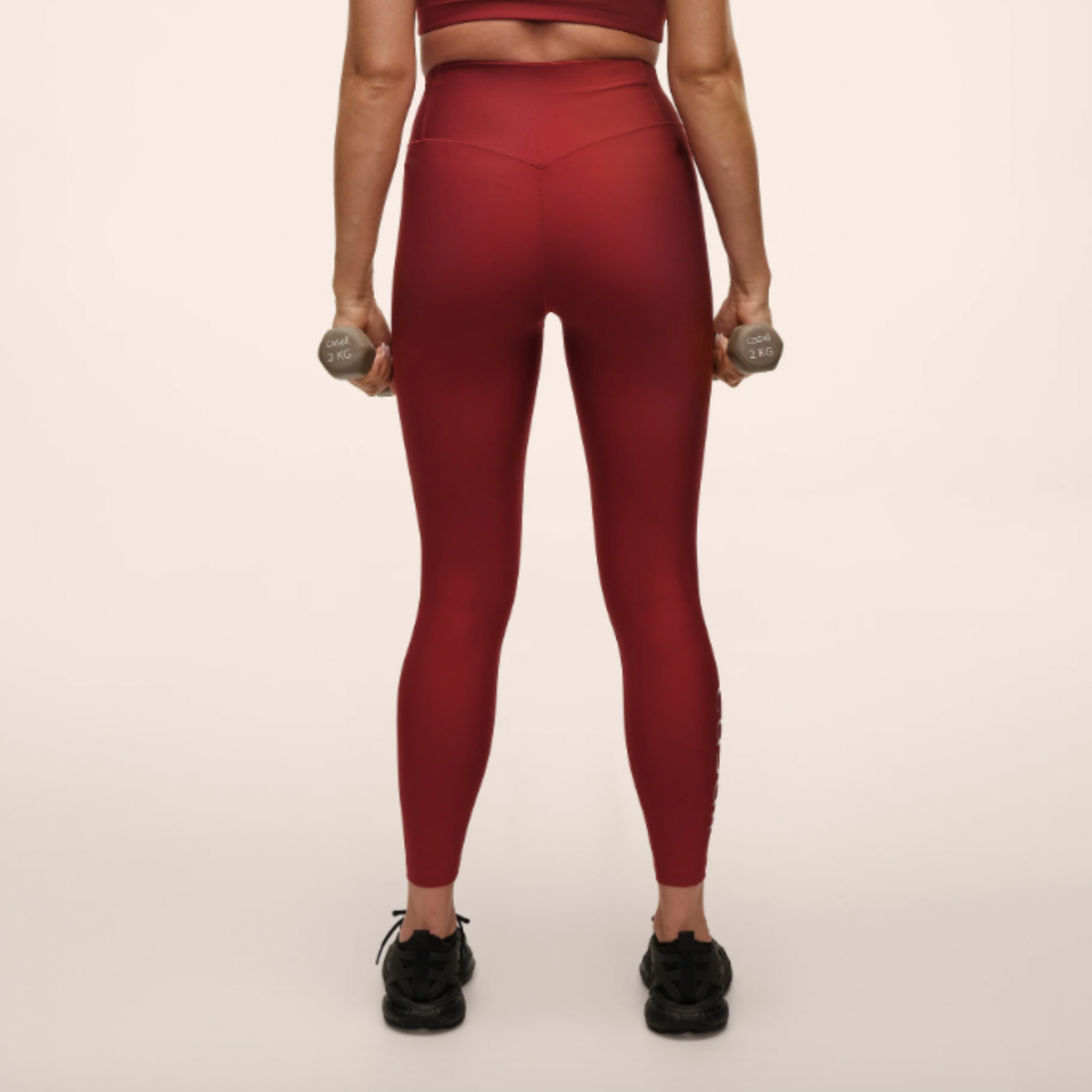 Casall Graphic High Waist Tights - Maroon Red