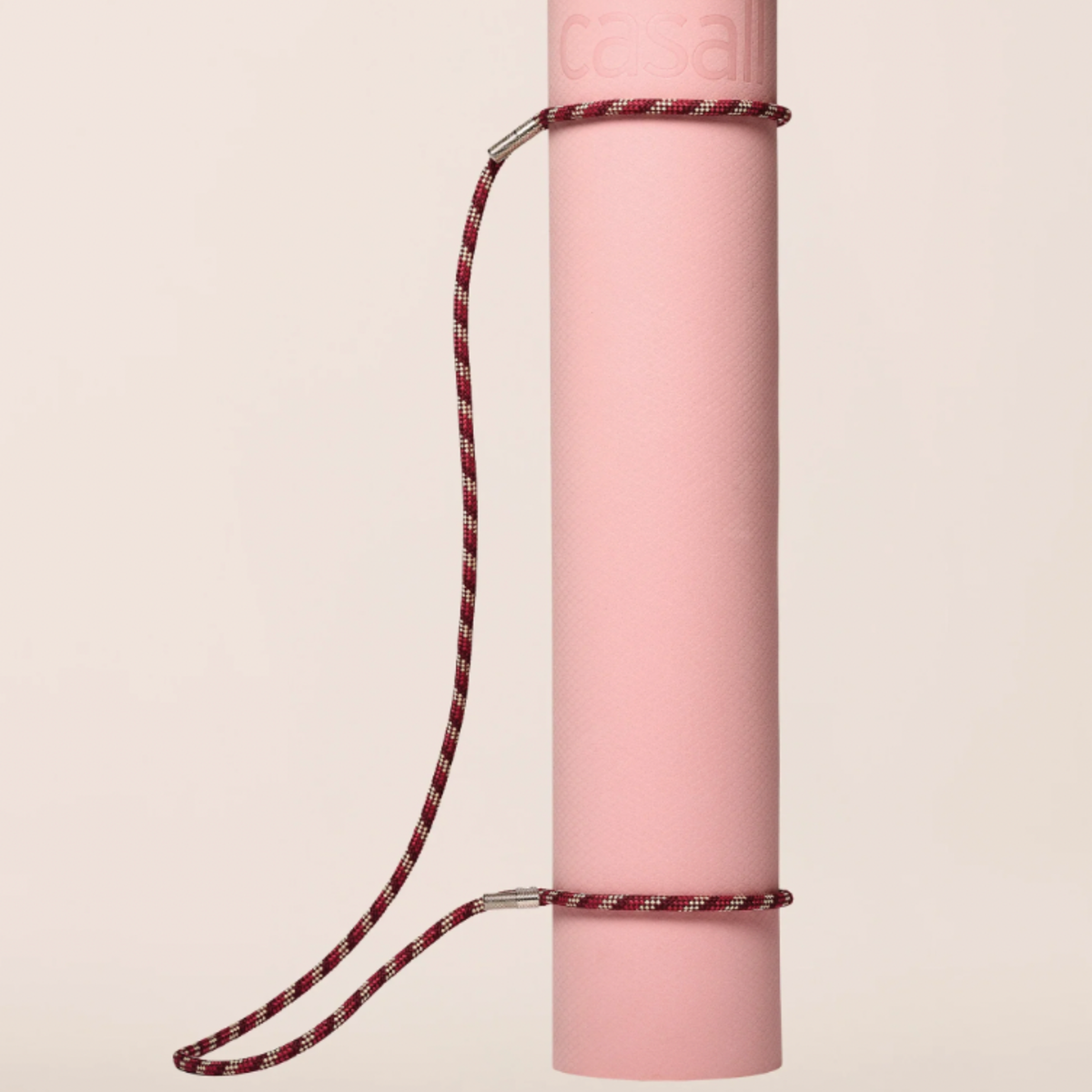 Braided Yoga Mat Carry Strap - Raspberry/Beige