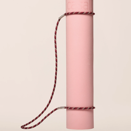 Braided Yoga Mat Carry Strap - Raspberry/Beige