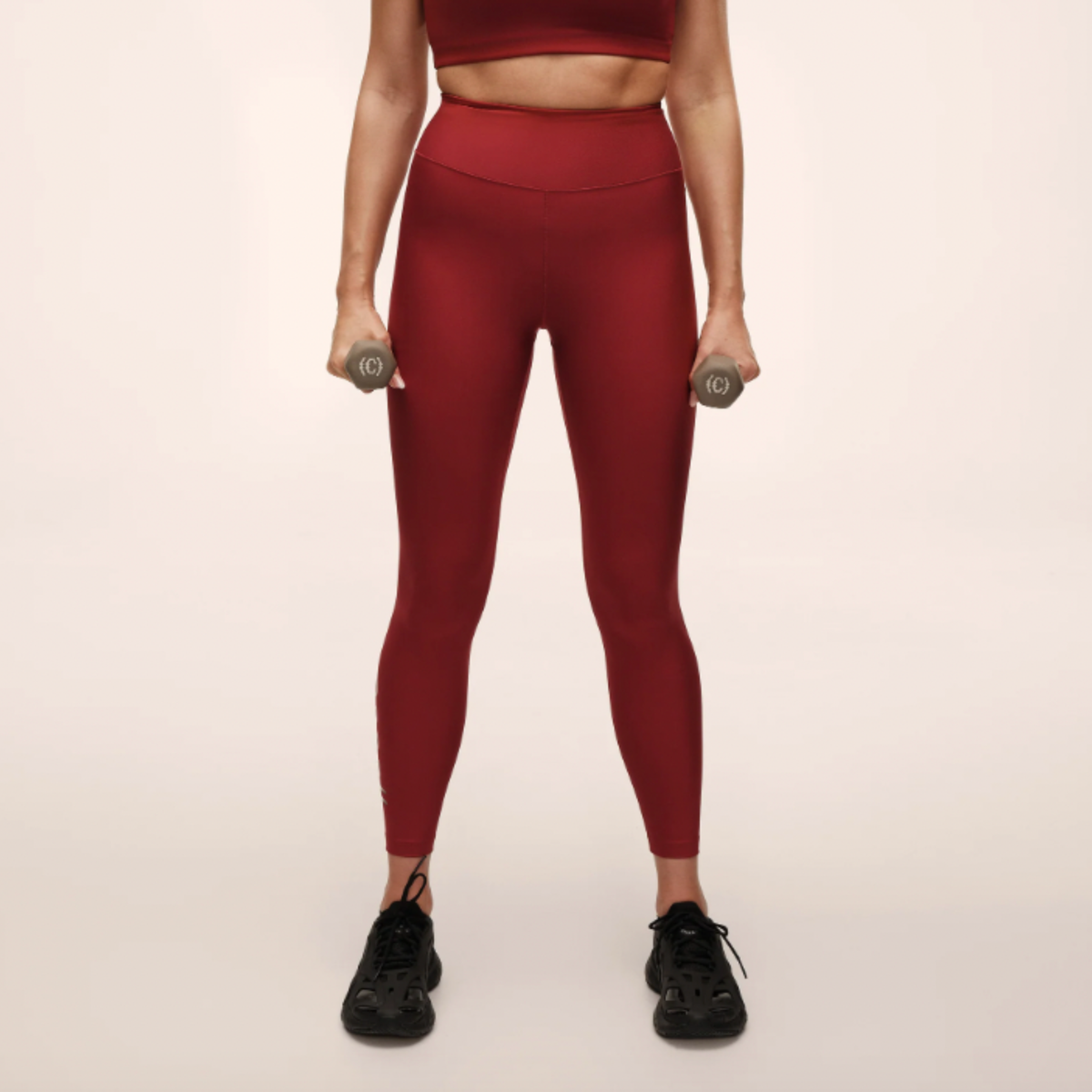 Casall Graphic High Waist Tights - Maroon Red