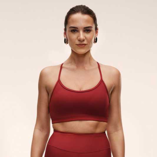 Casall Sleek Strappy Sports Bra - Maroon Red