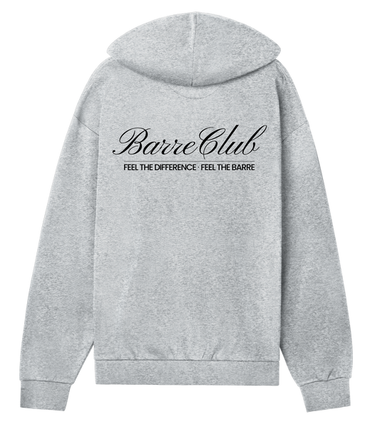 Barre Club - Oversized Unisex Zip Up GREY (black text)