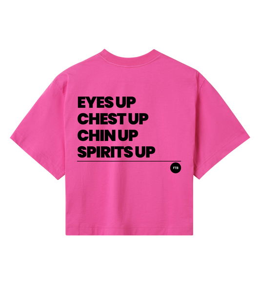 Eyes Up Cropped Tee - (slogan black - back side)