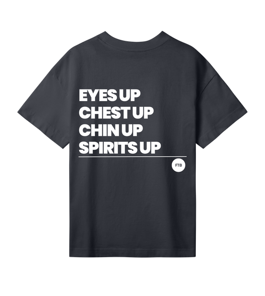 Eyes Up Unisex Oversized Tee - Black (slogan back side)