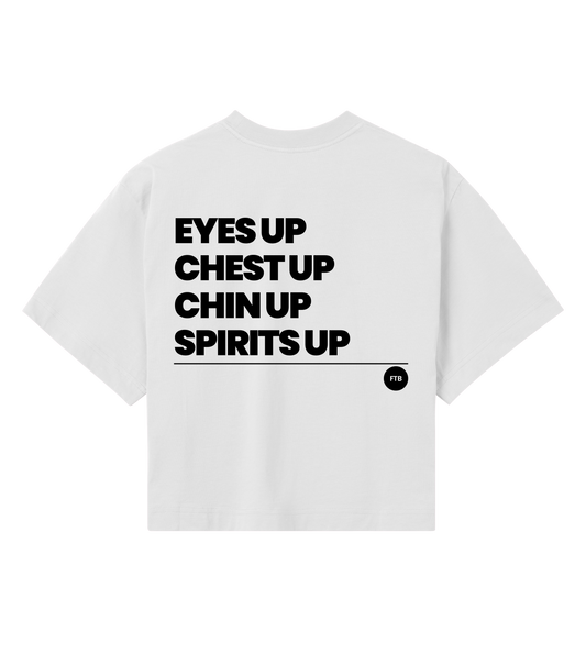Eyes Up Cropped Tee - (slogan black - back side)